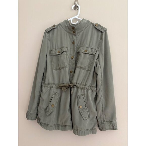AnnTaylor LOFT Green Military Style Shacket  Jacket Size Medium Fall Lightweight - Picture 4 of 12
